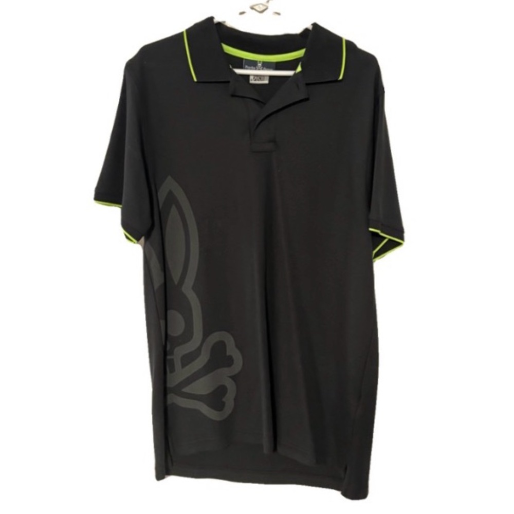 Psycho Bunny Black / neon green Polo NWOT (Xmas gift missed the mark)